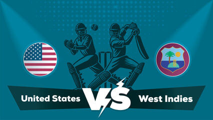 Fototapeta premium United States VS West Indies Match , West Indies Vs United States cricket match , Cricket match concept with creative illustration.eps