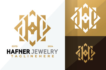 Letter H Luxury Jewelry Logo Icon Vector Design Illustration