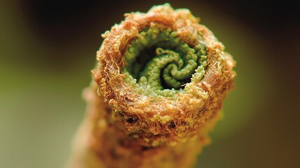 view of a fern's rachis (central stem), showcasing the structural details and green hues. | Fern 