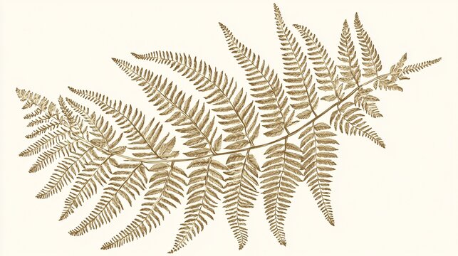 finely detailed botanical illustration of a fern with delicate fronds, isolated on white to evoke a sense of freshness and natural elegance. [Fern]:[isolate on white background] 