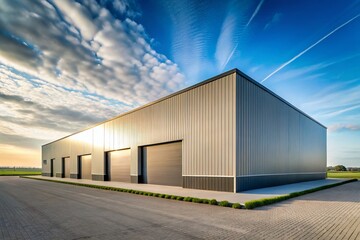 Obraz premium Minimalist Dutch Warehouse Exterior - Small Industrial Building in Netherlands
