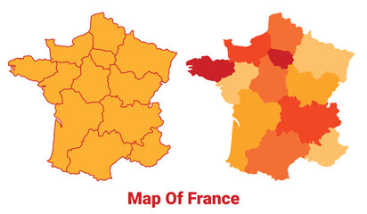 France Map Yellow regions orange political map vector