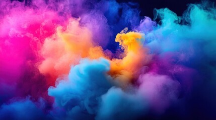 Vibrant Abstract Colorful Smoke Clouds in a Surreal Digital Fantasy Background for Creative and Artistic Design Projects