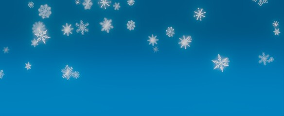 White Snowflakes Falling on Blue Sky
