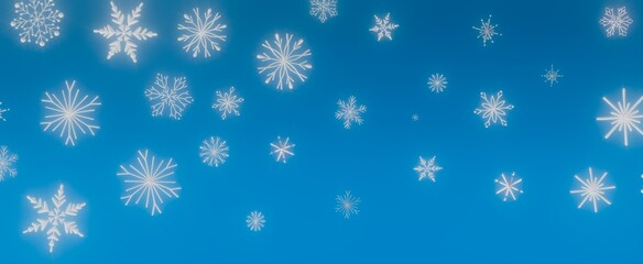 White Snowflakes on Blue Background