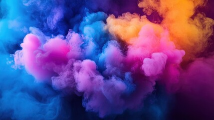 Vibrant Swirls of Colorful Smoke in Shades of Blue, Pink, Purple, and Orange Creating an Ethereal Abstract Background for Art and Design Projects