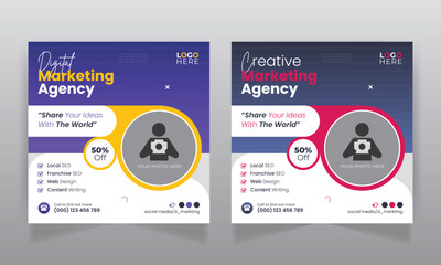 Digital marketing agency business promotion social media post template