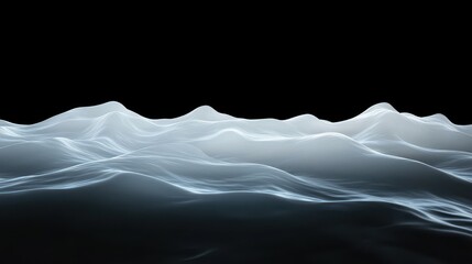 Fototapeta premium Abstract White Waves on Black Background, Elegant, Minimalist Design