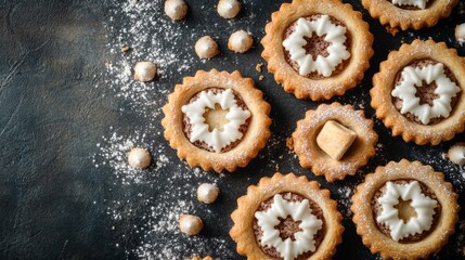 Fototapeta premium S'mores Linzer Cookies With Copy Space