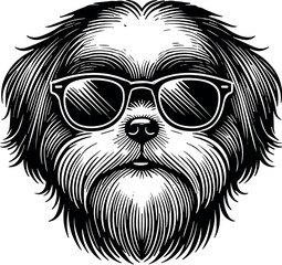 Shih Tzu Dog Face Vector Black Silhouette Cricut Design for T-Shirt