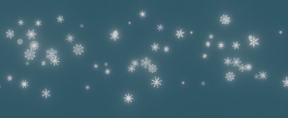 Snowflakes Falling on Teal Background