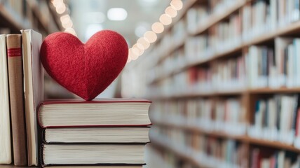 Romantic valentine book display at visatuk library heartfelt atmosphere literary inspiration cozy environment