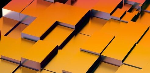 Abstract Orange 3D Blocks Background