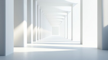 Obraz premium Minimalistic white room. Sun rays. Cleanliness. Paradise. Background.