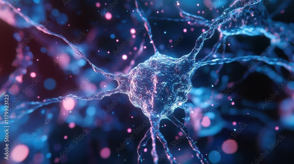 Poster neuron transmitting signals in nervous system, creating complex network of communication within brai