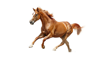 Naklejka premium Flowing Mane Horse on white background PNG.