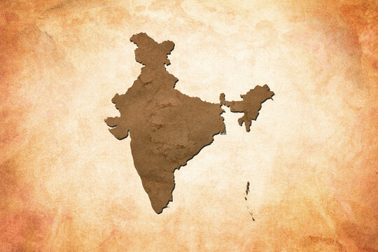 Map of india on a old ancient vintage crack paper background. India Independence Day 15th of August.