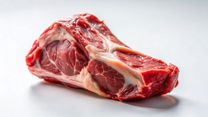 Fototapeta premium Minimalist Raw Meat Cut Leg: Butcher Shop Food Photography