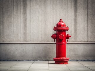 Minimalist Red Fire Hydrant - Urban Street Scene Stock Photo