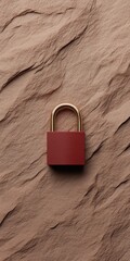 Fototapeta premium Red Padlock on Brown Textured Background, Security and Protection Concept
