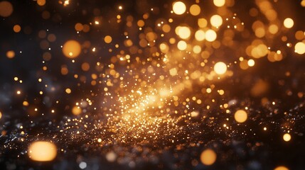 Obraz premium Fireworks. Yellow golden color. Festive background. Advertisement.