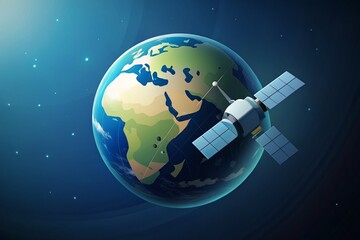 Minimalist Satellite Orbiting Earth - Clean Space Technology Image