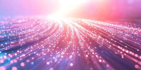 Obraz premium A vibrant, abstract scene of glowing lines and particles, creating a sense of movement and depth in a colorful atmosphere. Concept Abstract Art, Glowing Lines, Dynamic Movement, Colorful Atmosphere