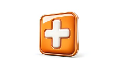 Obraz premium 3D orange square plus icon.