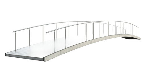 Elegant curved pedestrian bridge design in urban setting Isolated on transparent background