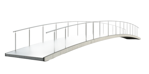 Elegant curved pedestrian bridge design in urban setting Isolated on transparent background