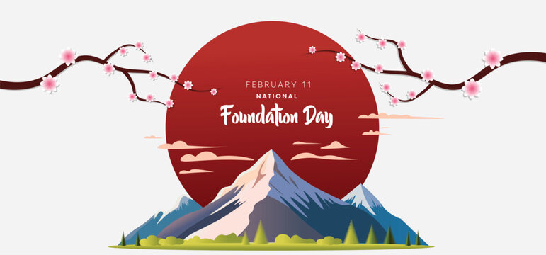 Japan National Foundation Day  11 February vector poster