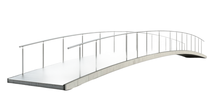 Elegant curved pedestrian bridge design in urban setting Isolated on transparent background