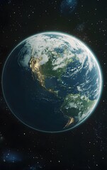 Naklejka premium A futuristic space station orbiting Earth, witnessing the environmental effects of global warming on the planets surface