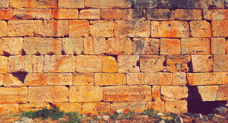 Stone Wall Ancient Close Up Vibrant Warm Tones Historical Texture