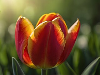 Red and Yellow Tulip Close up  Spring Bloom  Nature Photography