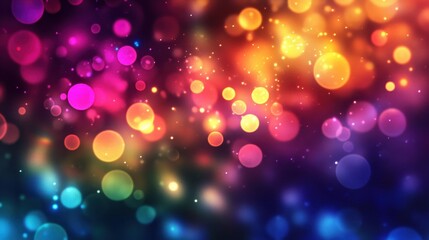 Vibrant and Colorful Abstract Background with Bokeh Effect, Featuring a Blend of Brightly Colored Lights in a Dreamy Atmosphere for Creative Designs