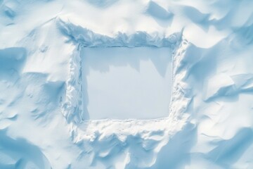 A square frame of untouched snow in a winter wonderland, perfect for text or image placement.