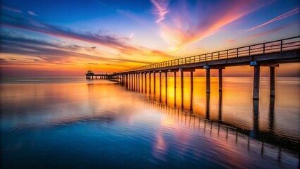 Obraz premium Minimalist Sunset Pier: Serene Coastal Landscape Photography
