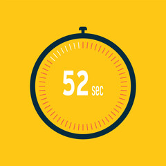 52 second timer clock. 52 sec stopwatch icon countdown time digital stop chronometer.