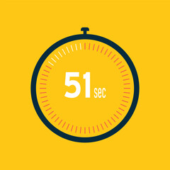 51 second timer clock. 51 sec stopwatch icon countdown time digital stop chronometer.