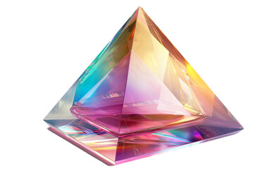 Crystal Pyramid with Reflections and Highlights Isolated on transparent background