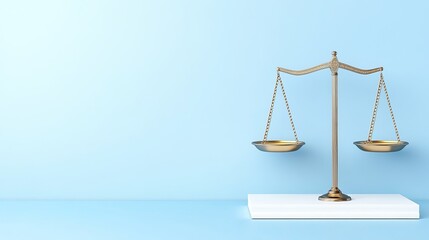 A lawyers office with retro justice scales on a desk in a courtroom representing impartiality and fair judgment