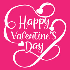 Happy Valentines day typography, Valentine template banner Vector Pink background , Vector design.