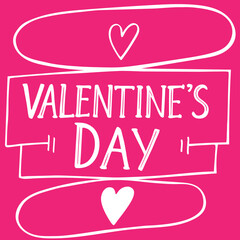 Happy Valentines day typography, Valentine template banner Vector Pink background , Vector design.