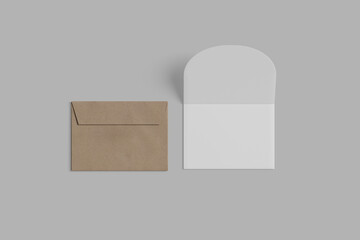 brown envelope and invitation card 3D illustrator
