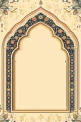 Obraz premium islamic arch frame with vintage floral background