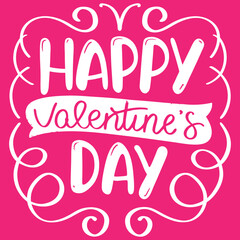 Happy Valentines day typography, Valentine template banner Vector Pink background , Vector design.
