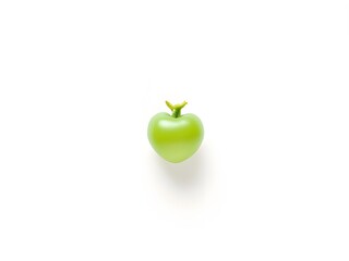 Single Green Apple on Pure White Background

