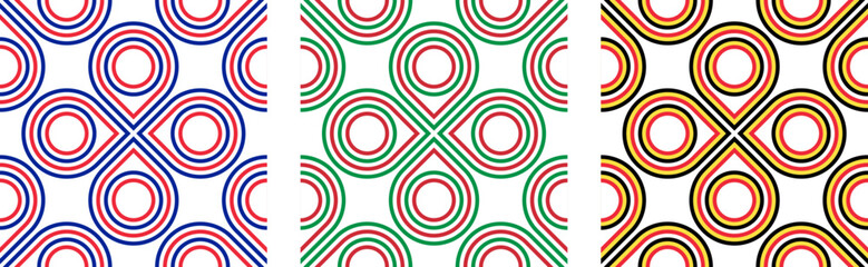 loop pattern of france, italy and belgium flags. circle background. vector illustration