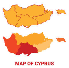 Cyprus Map Yellow regions orange political map vector
